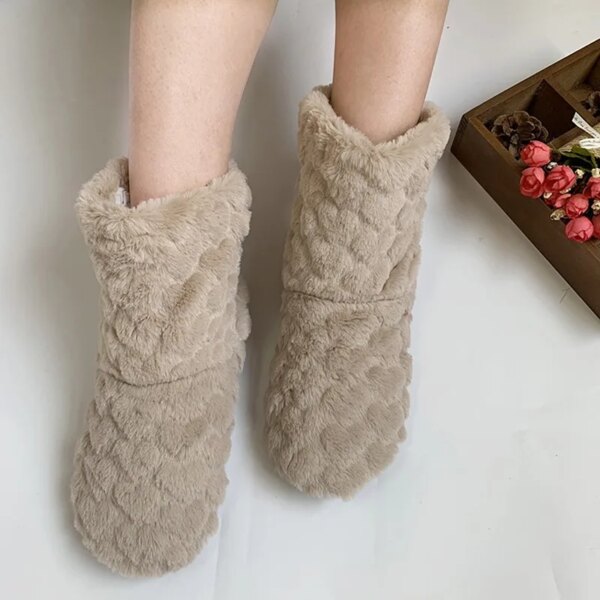 Chaussons Fourrés Montant en Laine pour Femme