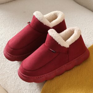 Chaussons Montants Fourrés Rouge Femme