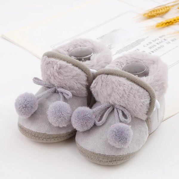 Chaussons Fourrés Gris Bébé