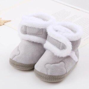 Chaussons Fourrés Gris Bébé