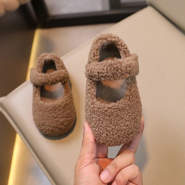 Chaussons Fourrés pour Baptême Bébé Fille