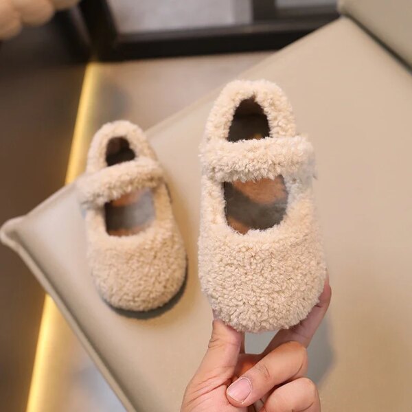 Chaussons Fourrés pour Baptême Bébé Fille