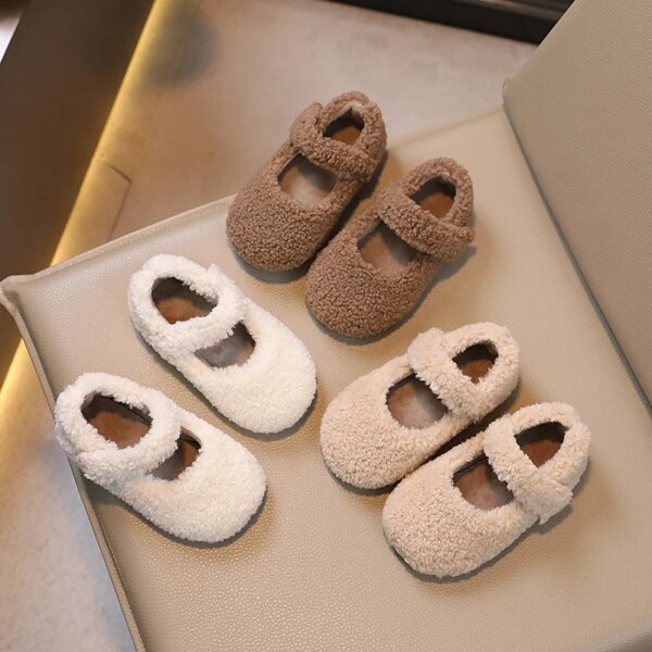 Chaussons Fourrés pour Baptême Bébé Fille