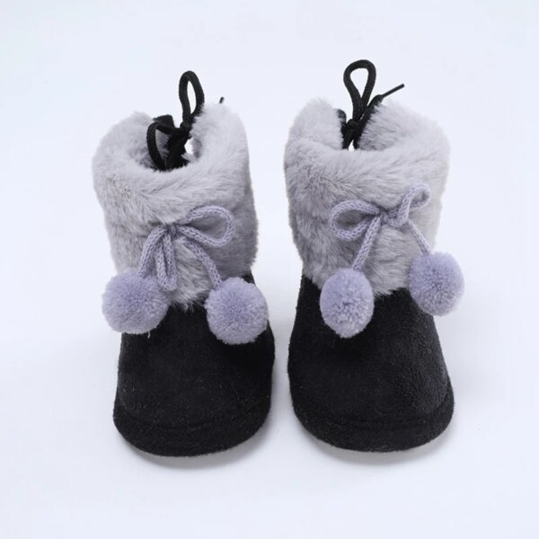 Chaussons Bottes Fourrées Bébé avec Pompon