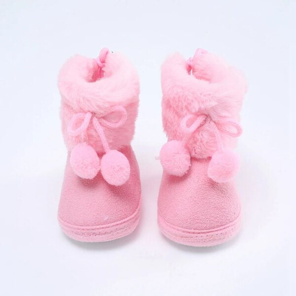 Chaussons Bottes Fourrées Bébé avec Pompon