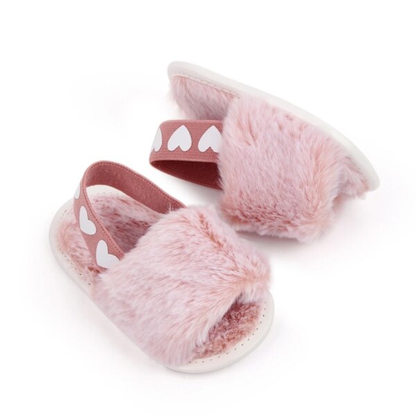 Chaussons Bébé Fourrure Rose pour Fille