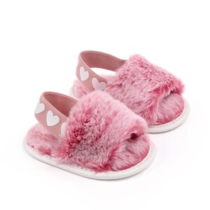 Chaussons Bébé Fourrure Rose pour Fille