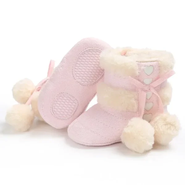 Chausson Fourré Antidérapant Rose Bébé Fille