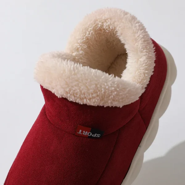 Chaussons Montants Fourrés Rouge Femme