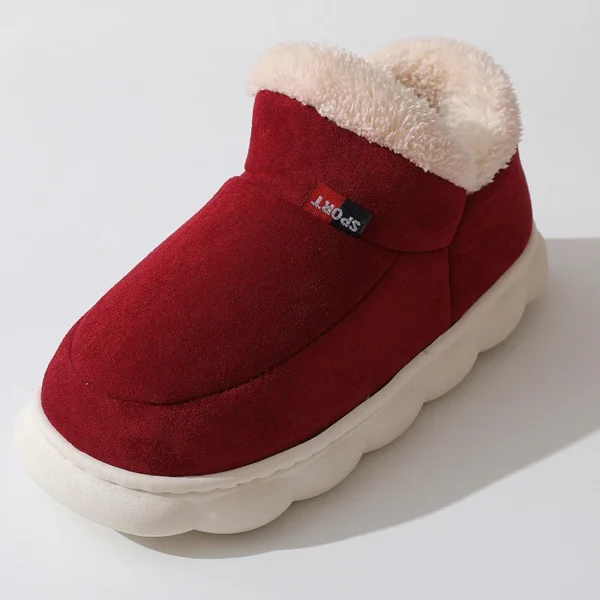 Chaussons Montants Fourrés Rouge Femme